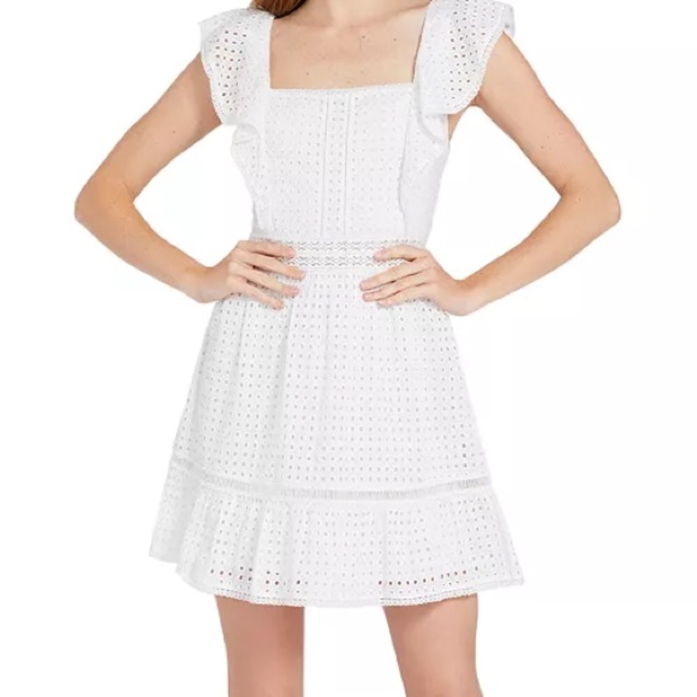 Alice + Olivia Remada Ruffled Broderie Anglaise Cotton Mini‎ Dress White NWT - Picture 6 of 16